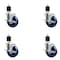 Service Caster 4'' SS Solid Poly Swivel 1-7/8'' Expanding Stem Caster Set with Brake, 4PK SCC-SSEX20S414-SPUS-TLB-178-4 - alternate 1